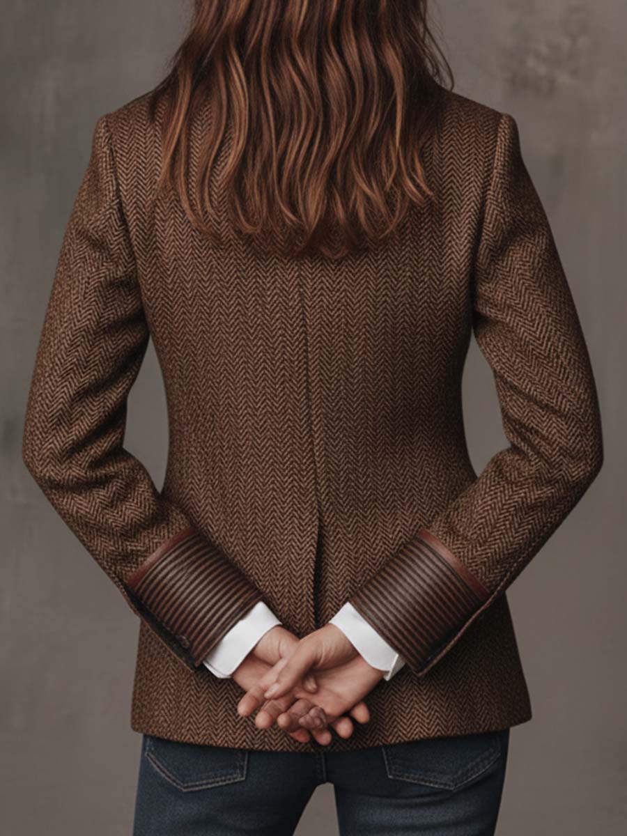 Domitille™ | Blazer de mulher com padrão espinhado e aplicações estampadas