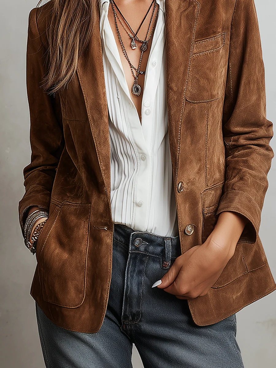 Bérengère™ | Blazer vintage castanho para mulher