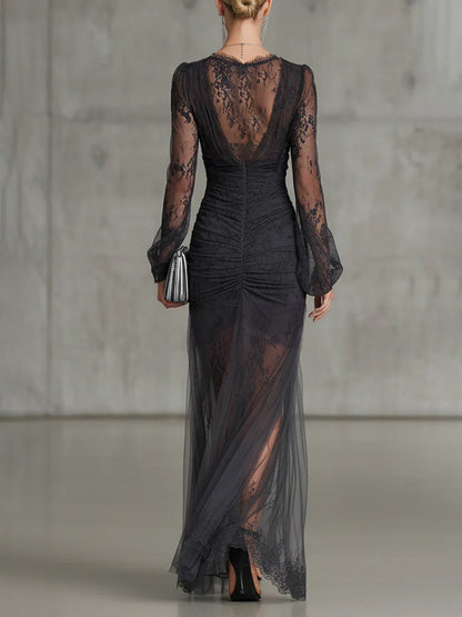 Quintina™ | Vestido Comprido com Decote em V e Fenda