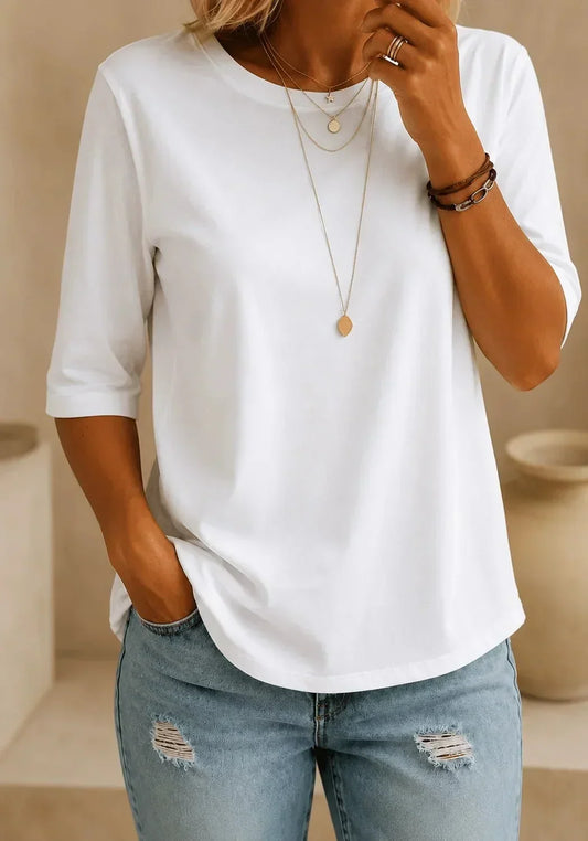 Aria™ | T-shirt Essencial de Gola Redonda