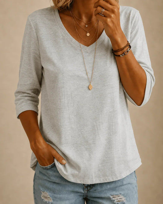 Aster™ | T-shirt Clássica com Decote em V
