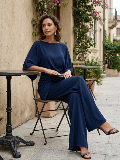 Gabriella™ | Conjunto com Blusa Drapeada e Calças Largas