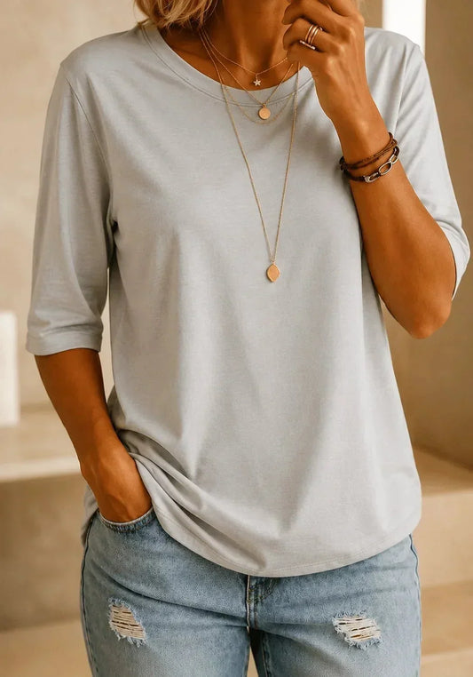Elena™ | T-shirt Essencial de Gola Redonda
