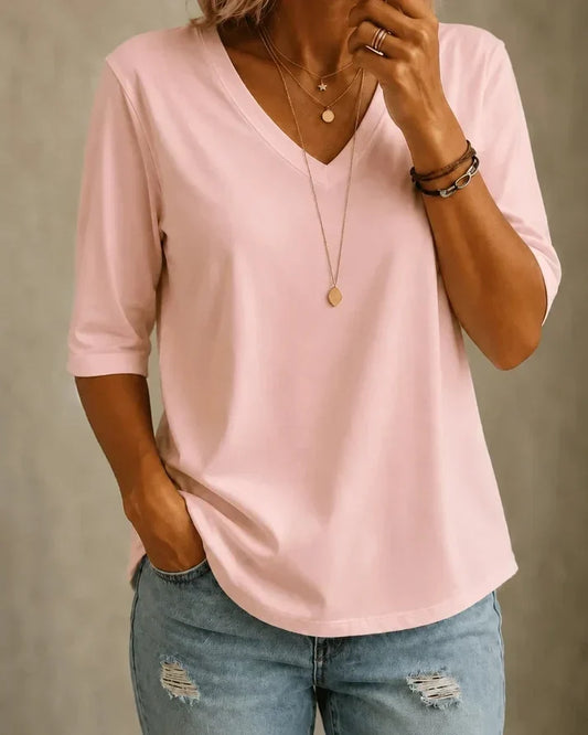 Elodie™ | T-shirt Clássica com Decote em V