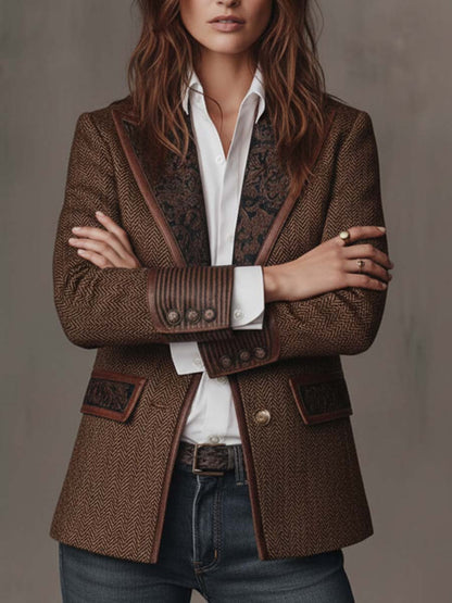 Domitille™ | Blazer de mulher com padrão espinhado e aplicações estampadas