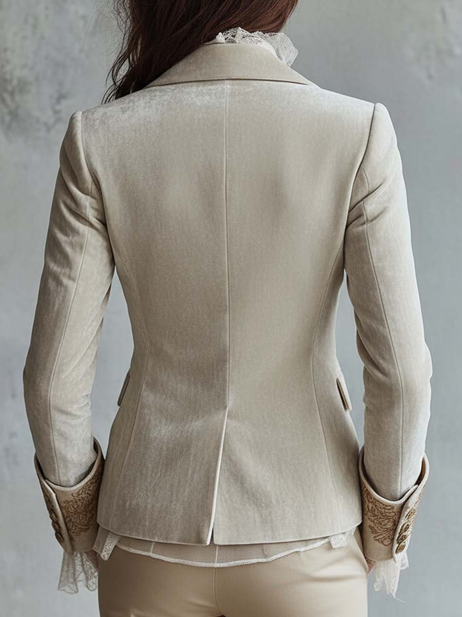Aliénor™ | Blazer de fato para senhora marfim bordado