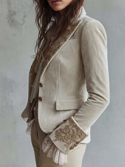 Aliénor™ | Blazer de fato para senhora marfim bordado