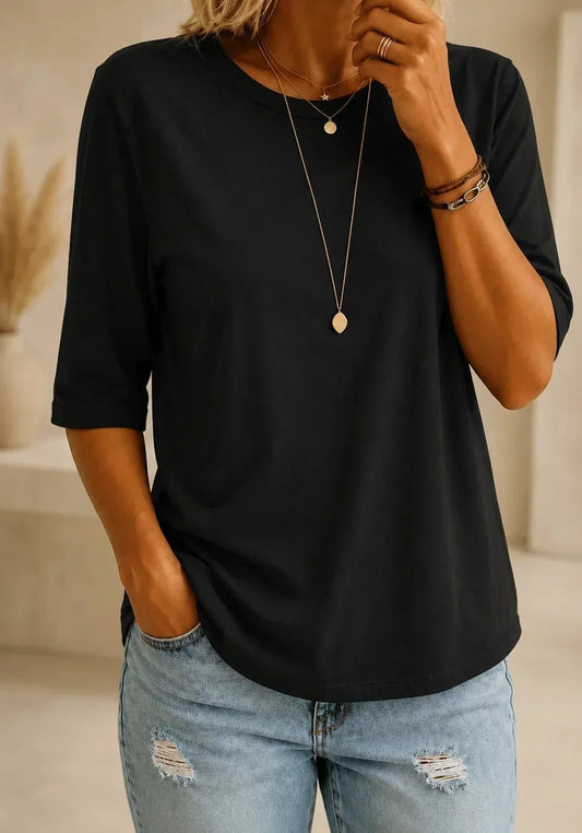 Noelle™ | T-shirt Essencial de Gola Redonda