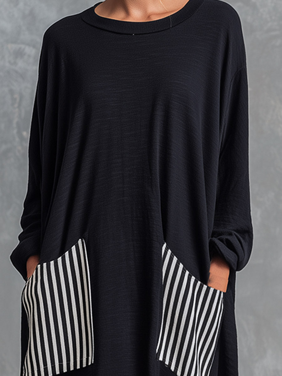 Alba™ | Vestido Comprido Oversize de Algodão com Riscas