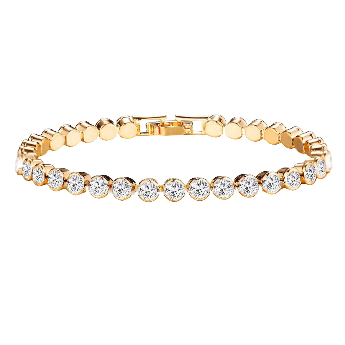 Éloria™ | Pulseira ténis 4 mm ajustável com acabamento dourado ou prateado 17 cm