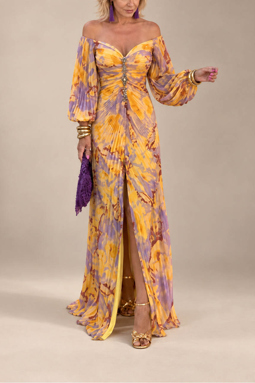 Greta™ | Vestido Comprido Floral com Decote Pronunciado