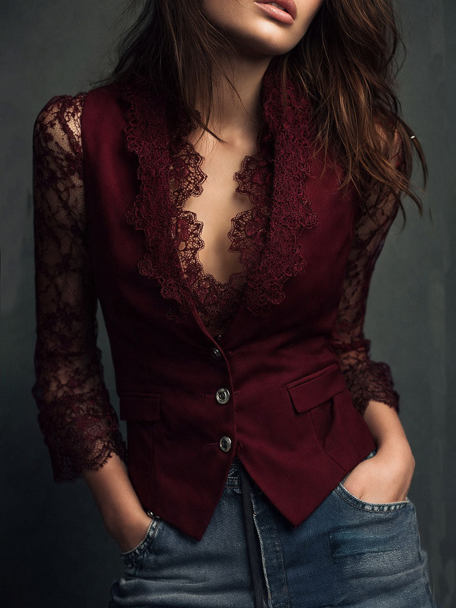 Teresa™ | Blazer com Mangas Semitransparentes