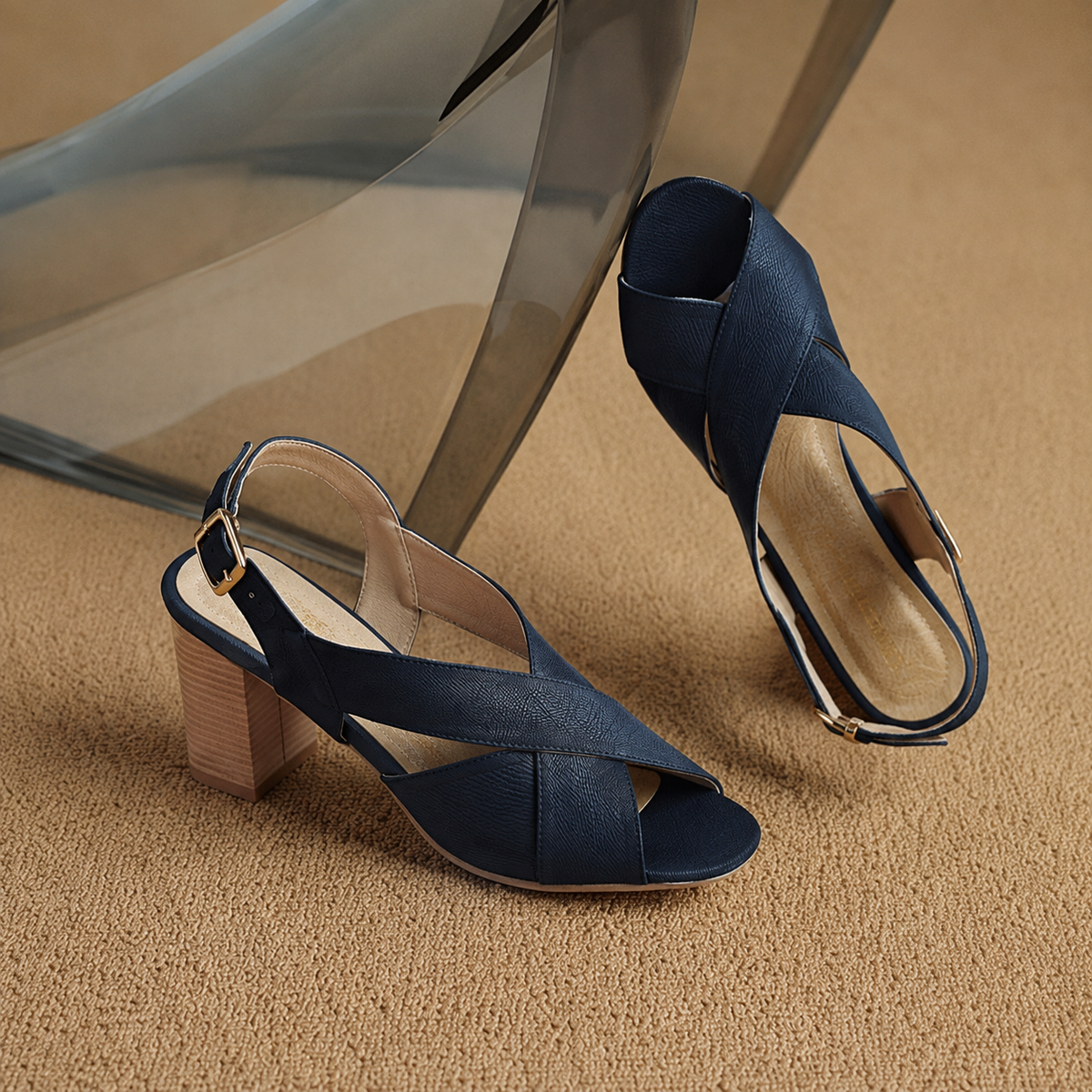 Delphine™ | Sandálias Elegantes de Salto Quadrado