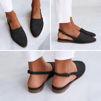 Simone™ | Mocassins Entrançados com Tira Atrás