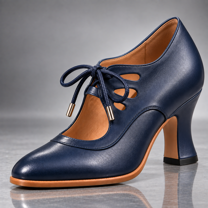 Audrey™ | Sapatos de Salto com Atacadores em Pele