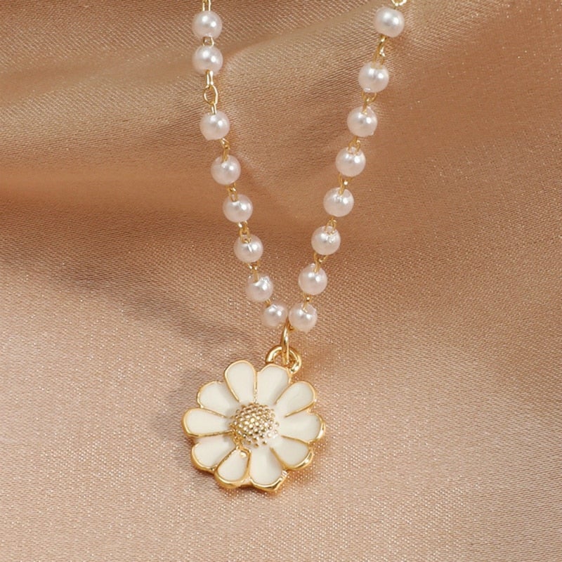 Océane™ | Colar com Pendente Margarida e Pérola