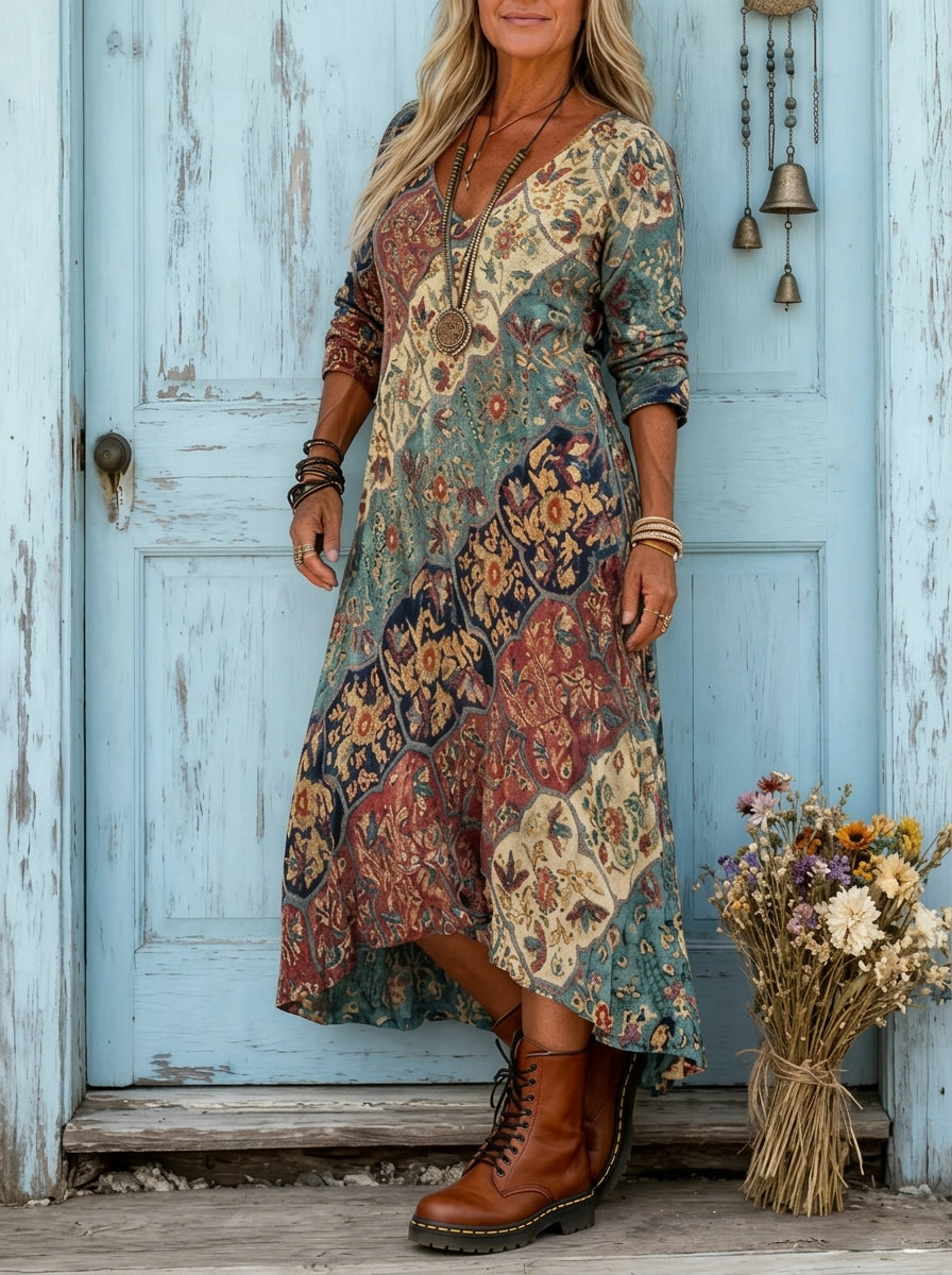 Lydia™ | Vestido Comprido Fluido com Estampado Boémio