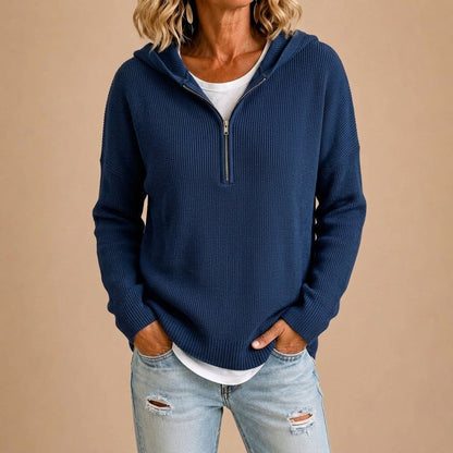 Valeria™ | Poncho de Malha com Capuz e Fecho