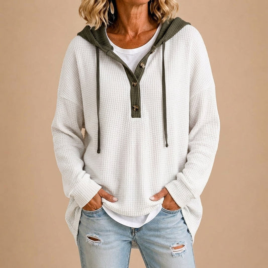 Tiziana™ | Poncho de Malha com Capuz e Botões