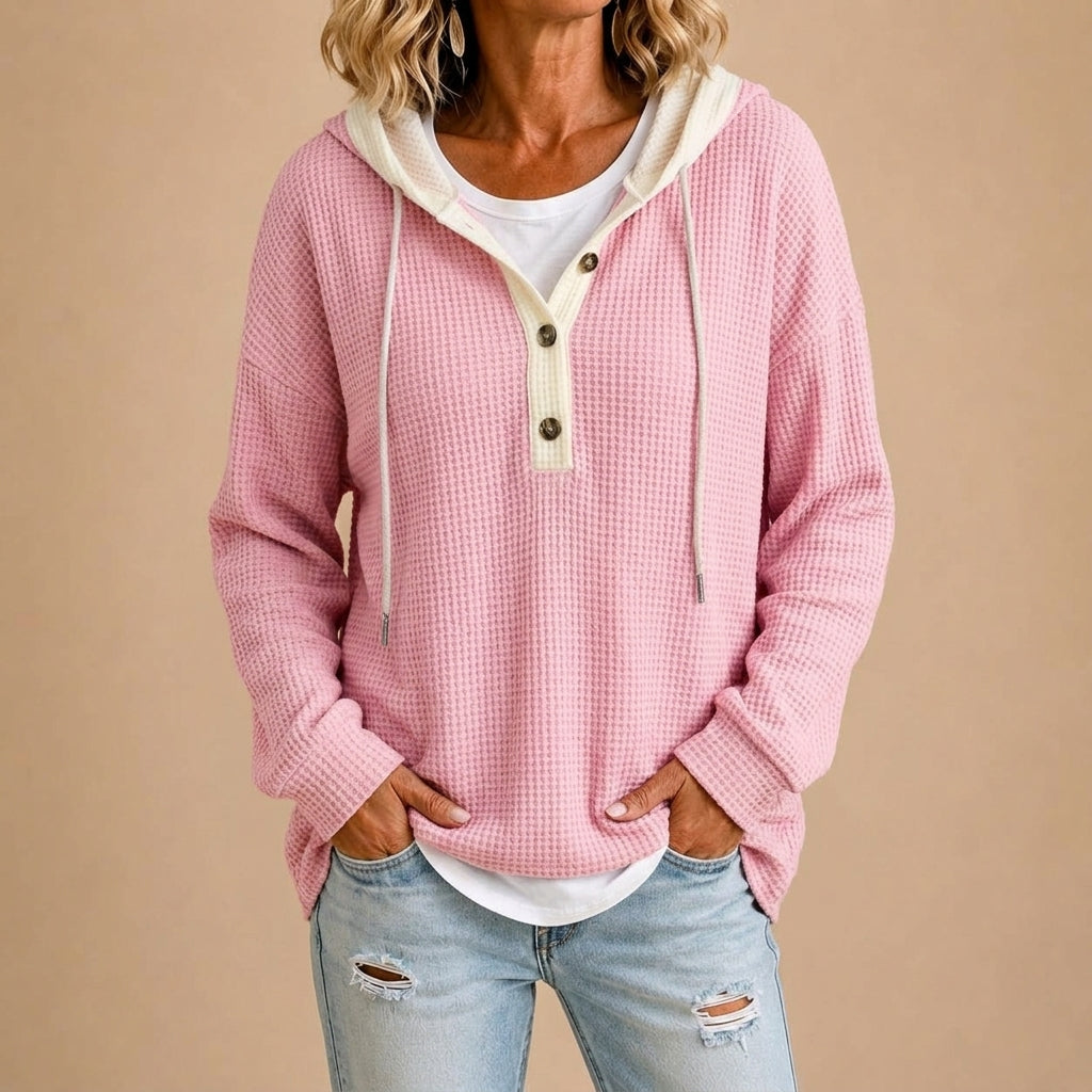Tiziana™ | Poncho de Malha com Capuz e Botões