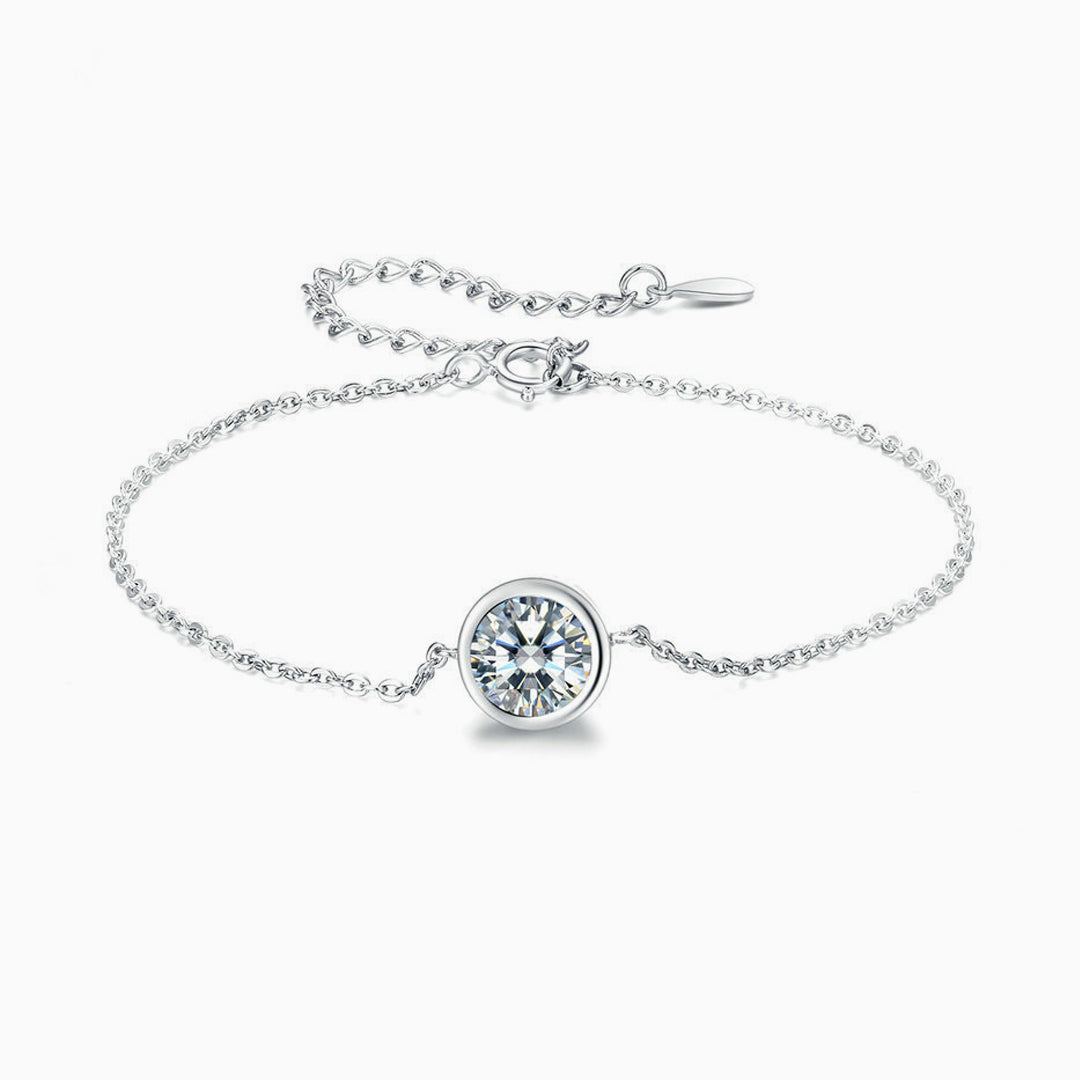 Lumière™ | Pulseira de Corrente Delicada com Cristal Solitário Cravado