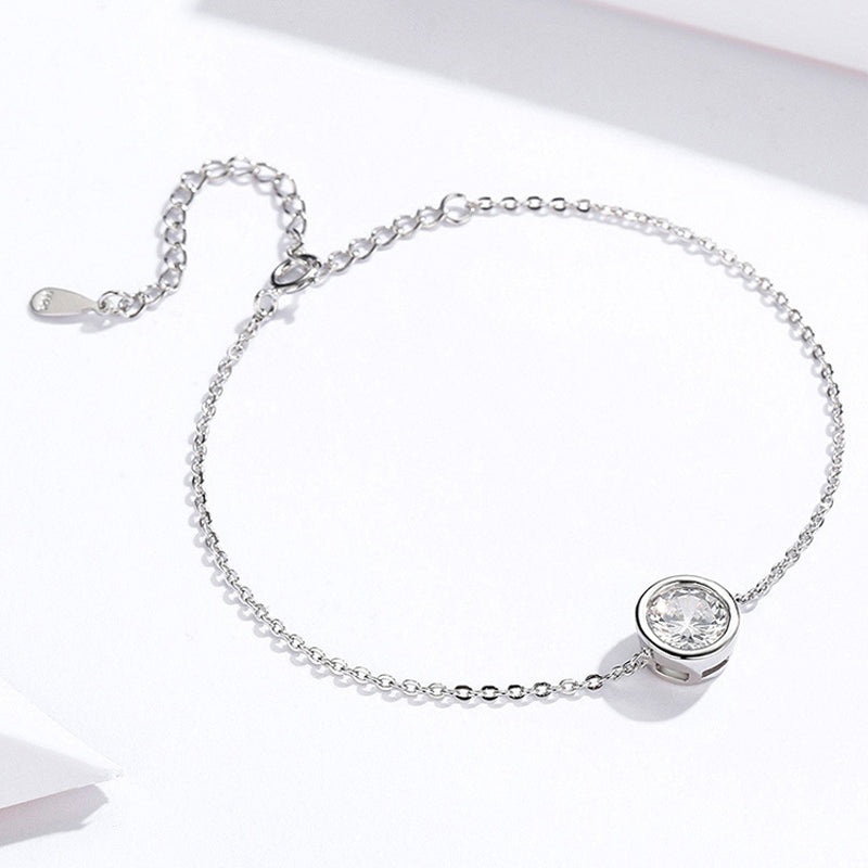 Lumière™ | Pulseira de Corrente Delicada com Cristal Solitário Cravado