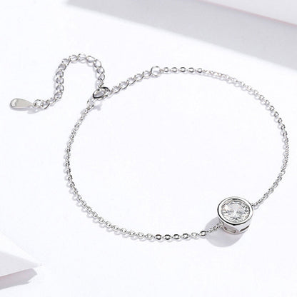 Lumière™ | Pulseira de Corrente Delicada com Cristal Solitário Cravado