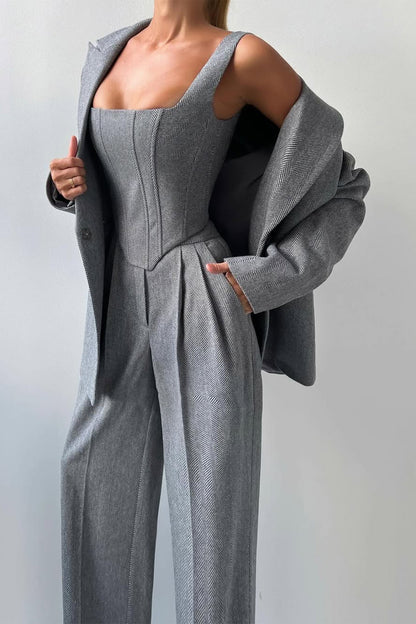 Dolce™ | Conjunto de três peças com blazer cruzado