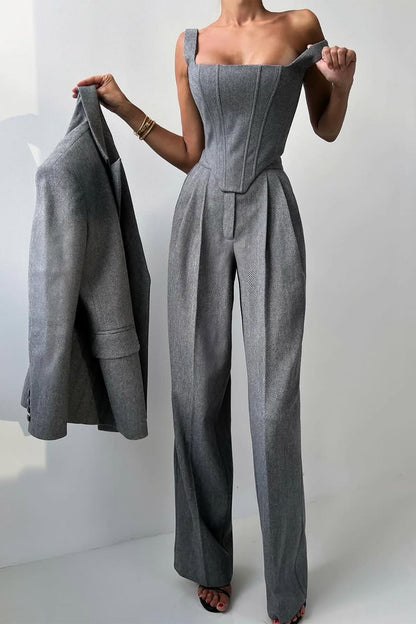 Dolce™ | Conjunto de três peças com blazer cruzado