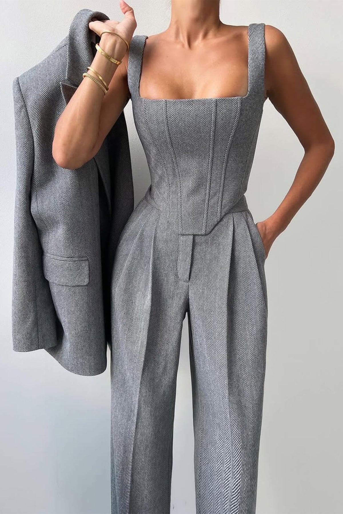 Dolce™ | Conjunto de três peças com blazer cruzado