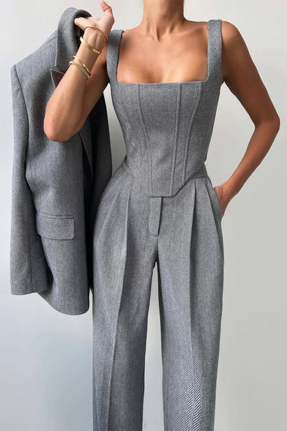 Dolce™ | Conjunto de três peças com blazer cruzado