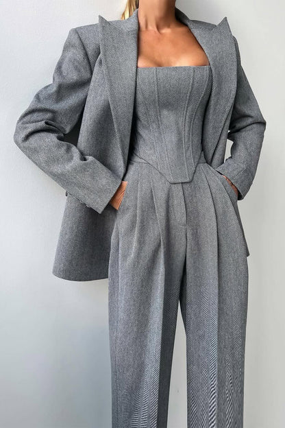 Dolce™ | Conjunto de três peças com blazer cruzado
