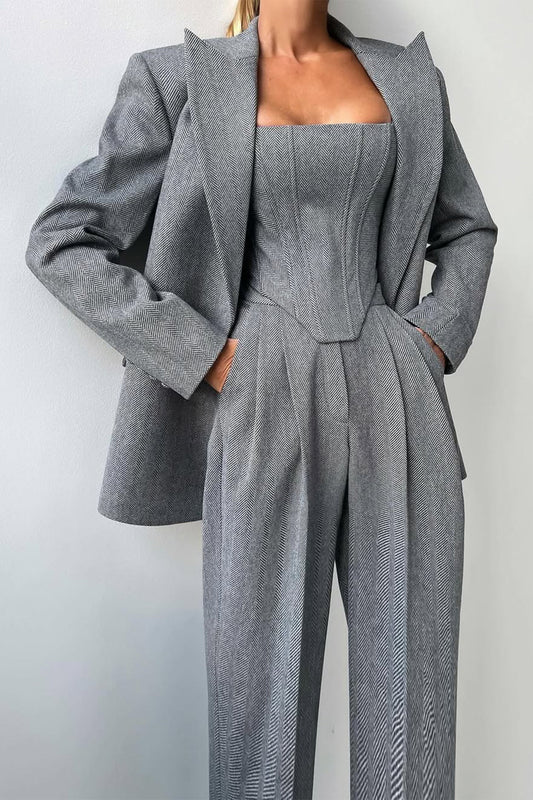 Dolce™ | Conjunto de três peças com blazer cruzado