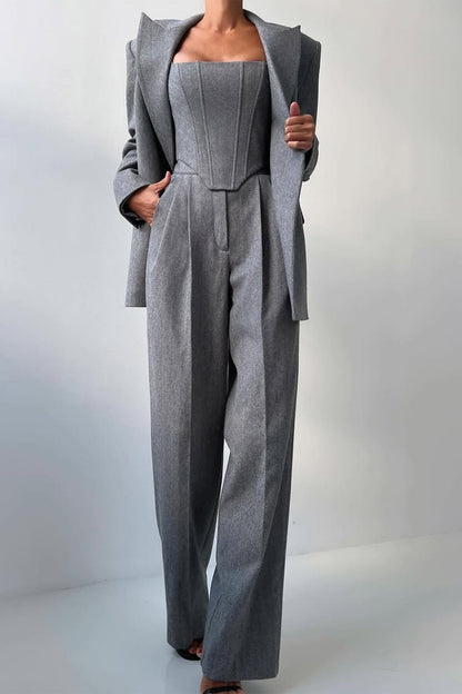Dolce™ | Conjunto de três peças com blazer cruzado