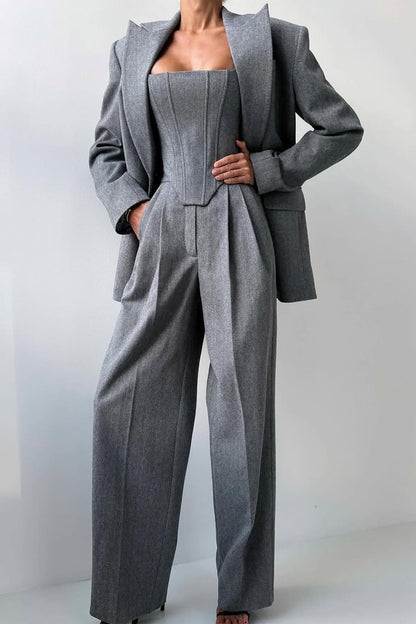 Dolce™ | Conjunto de três peças com blazer cruzado