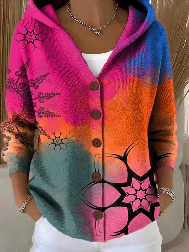Palmira™ | Casaco de Malha Estampado com Capuz