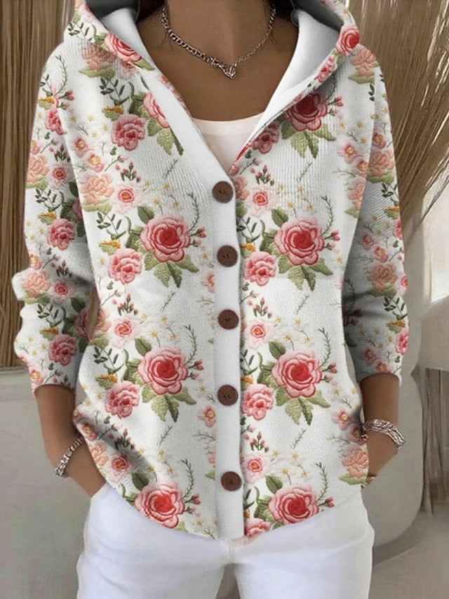 Palmira™ | Casaco de Malha Estampado com Capuz