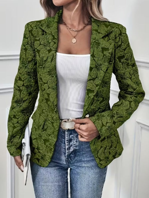 Solveig™ | Blazer cintado para mulher em jacquard com padrão caxemira