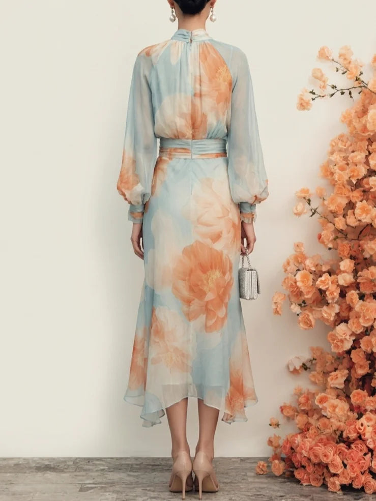 Emilia™ | Conjunto de Top de Gola Alta e Saia Floral Romântica