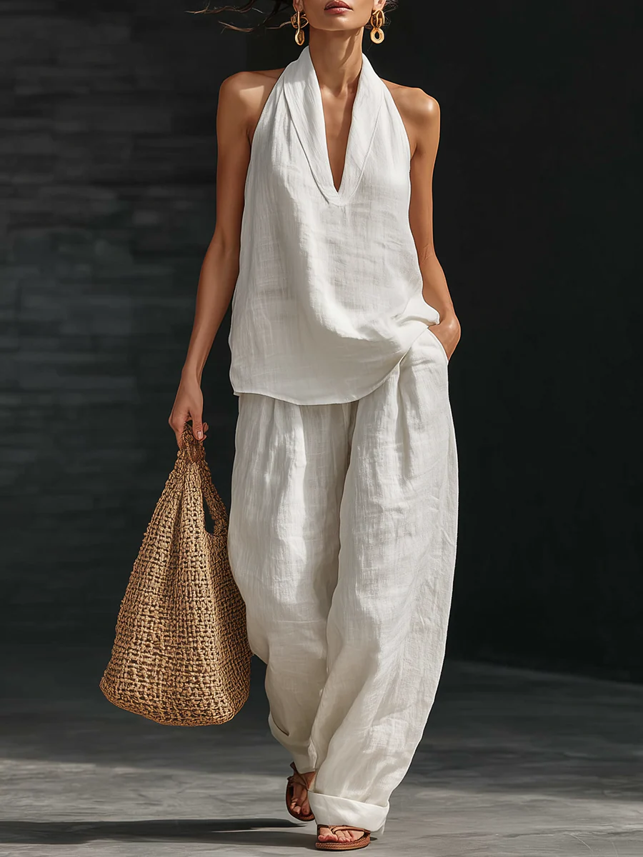 Delphine™ | Conjunto sem mangas e calças largas