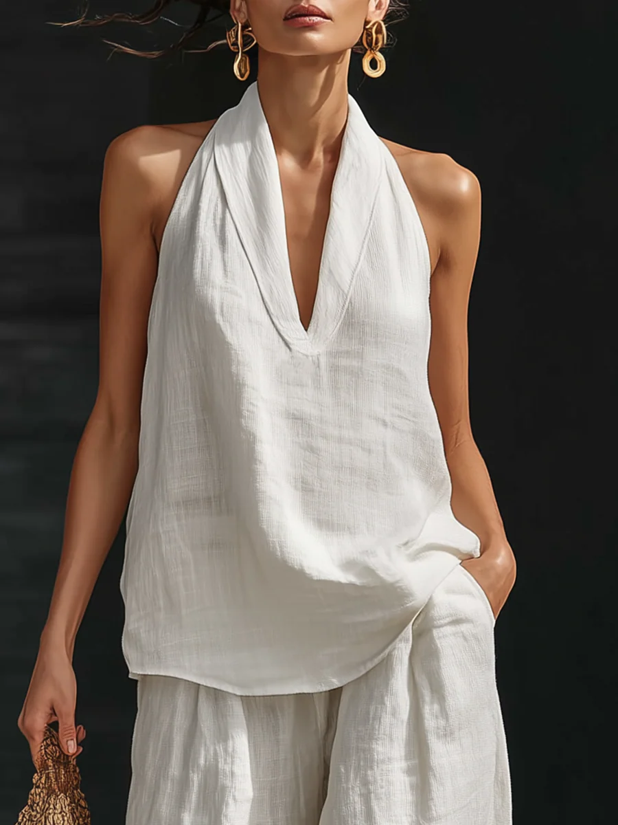 Delphine™ | Conjunto sem mangas e calças largas