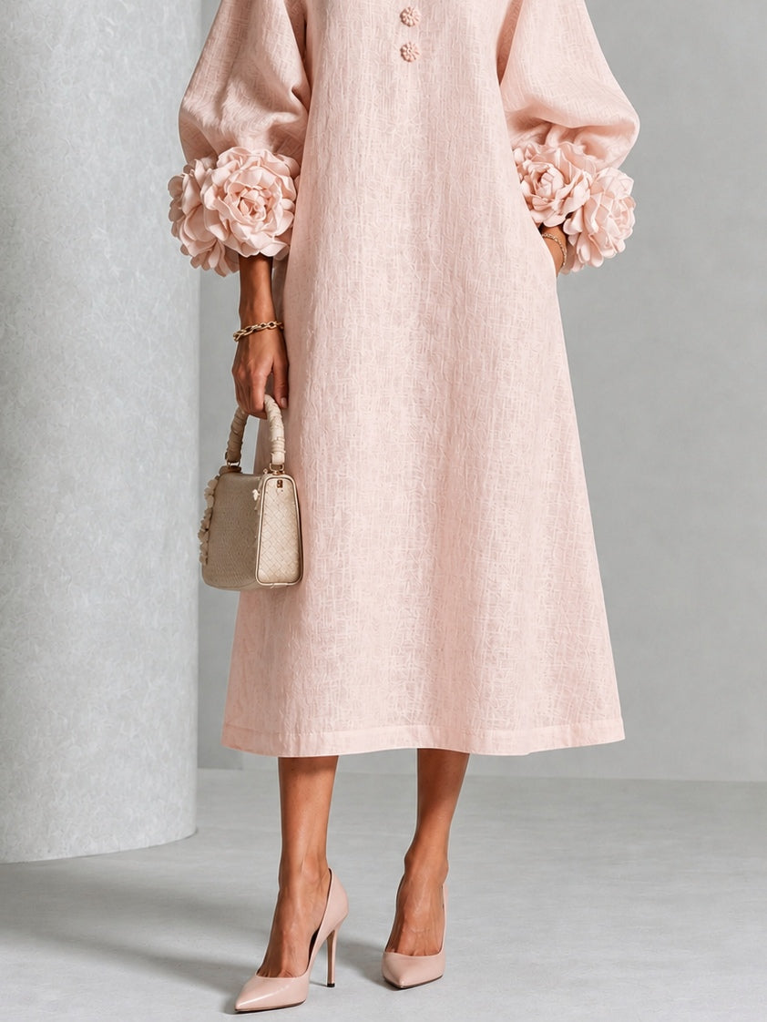 Liliana™ | Vestido Midi Floral com Mangas Balão