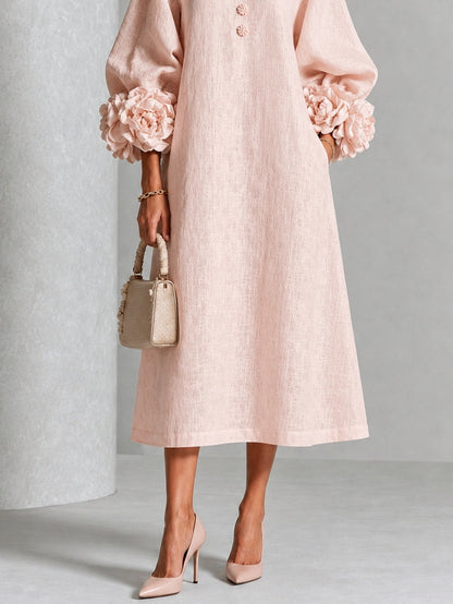 Liliana™ | Vestido Midi Floral com Mangas Balão