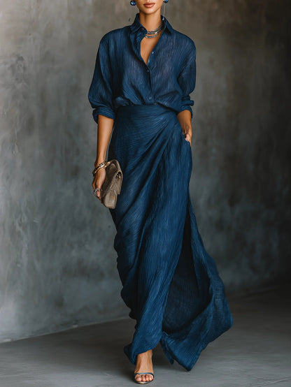 Joana™ | Conjunto Elegante de Camisa e Saia Comprida