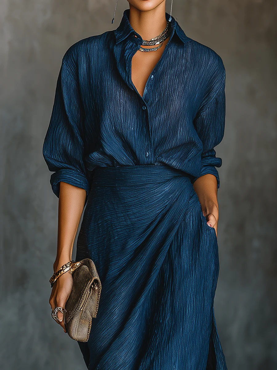 Joana™ | Conjunto Elegante de Camisa e Saia Comprida