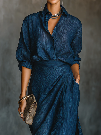Joana™ | Conjunto Elegante de Camisa e Saia Comprida