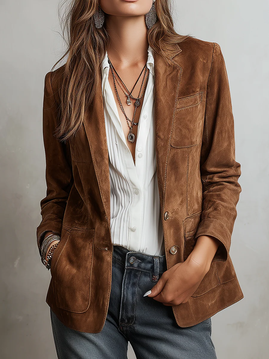 Bérengère™ | Blazer vintage castanho para mulher