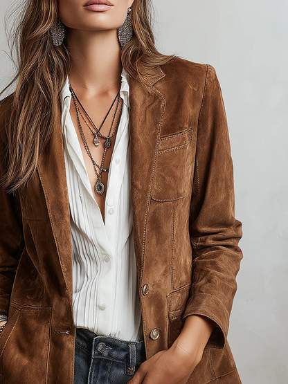 Bérengère™ | Blazer vintage castanho para mulher