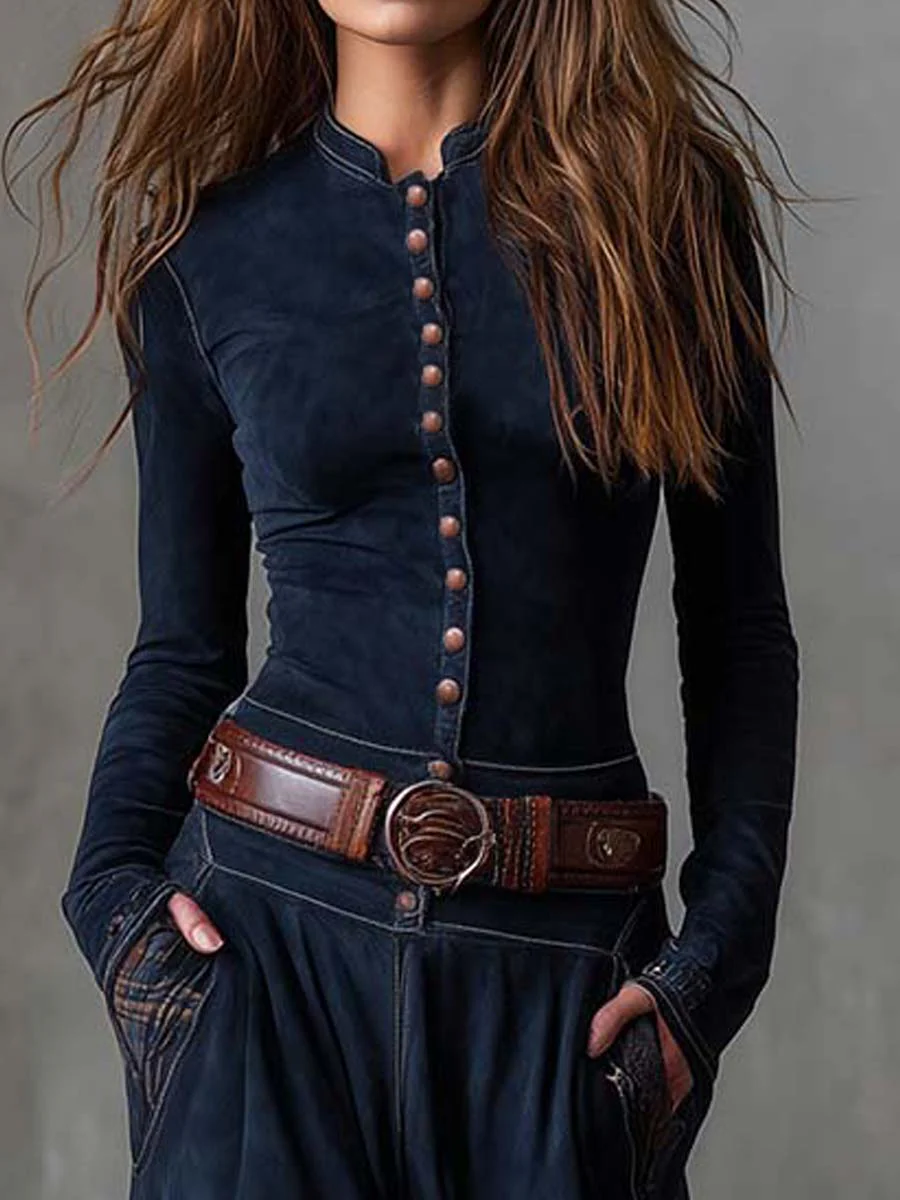 Clara™ | Vestido Comprido Efeito Camurça com Cinto