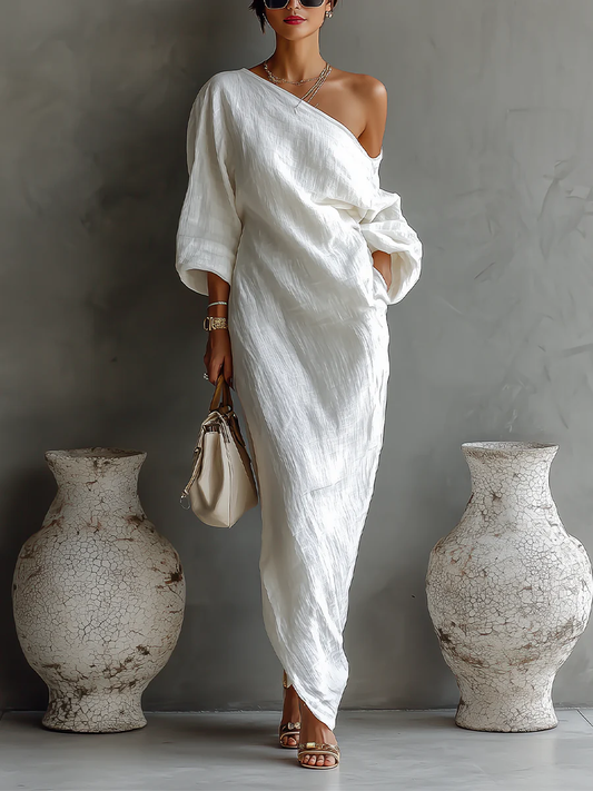 Elise™ | Vestido maxi assimétrico e elegante